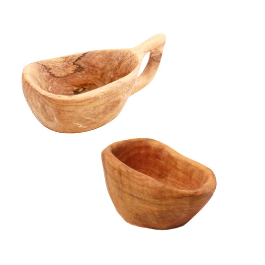 Hand-Carved Olive Wood Scoop Bowl with or without Handle – Sensory Bin Scoop