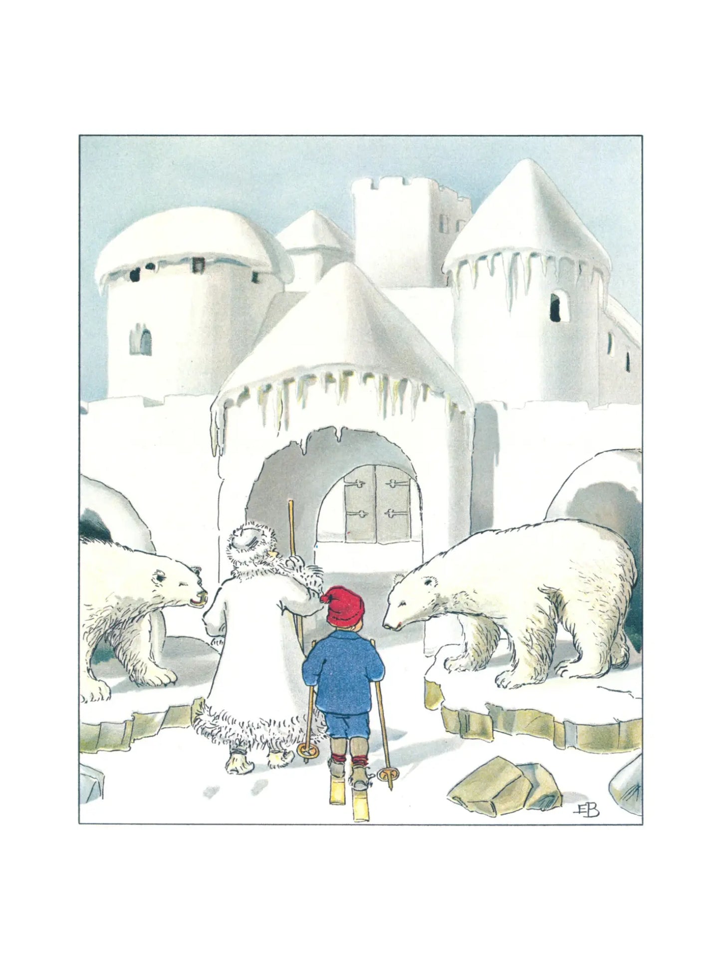snow castle palace of King Winter Elsa Beskow Ollie’s Ski Trip illustration
