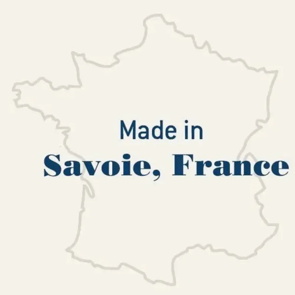 Outline of Savoie, France with 'Made in Savoie, France' text on a white background