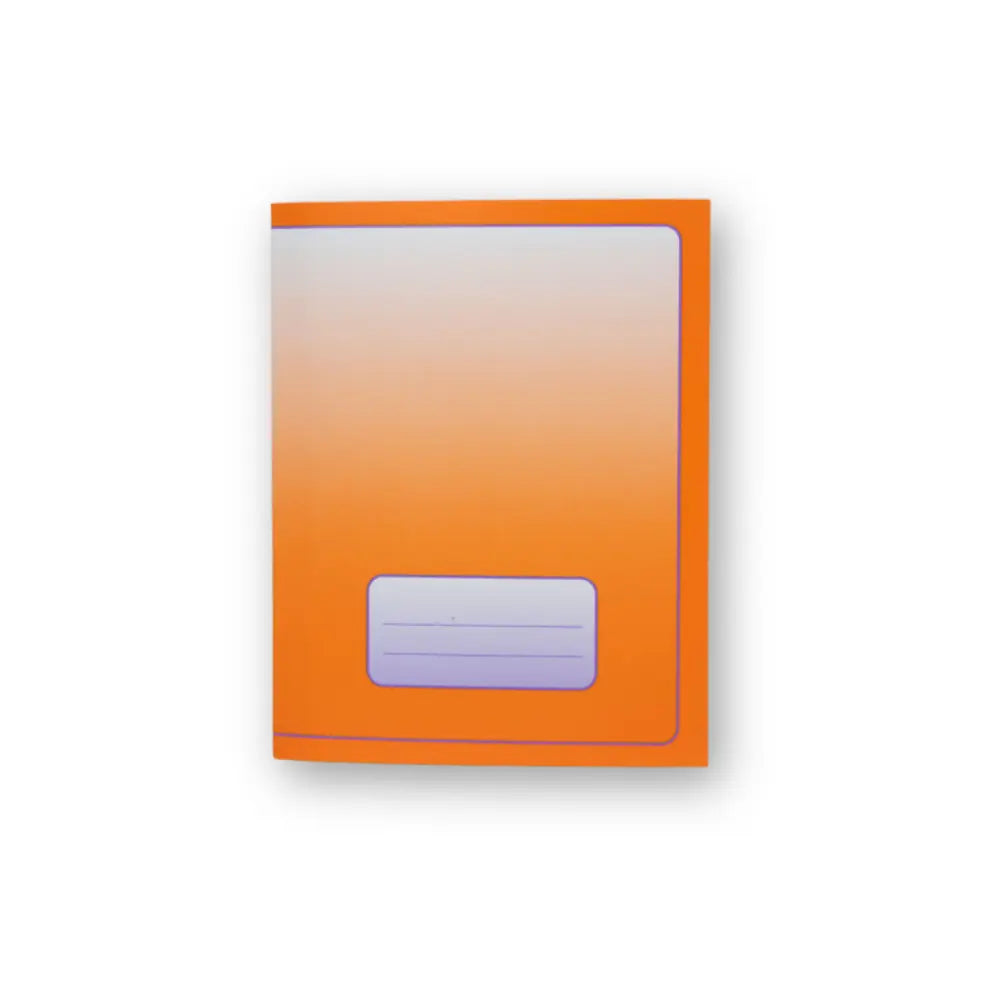 Orange A5 College Ruled Exercise Book with lined pages for writing practice, lesson summaries, and notes.