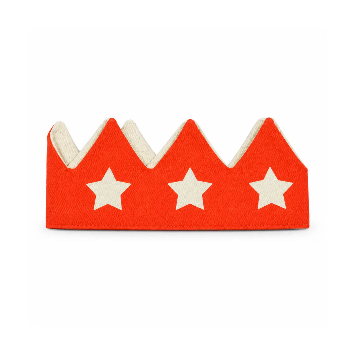 Orange cotton canvas star dress-up crown with cream stars