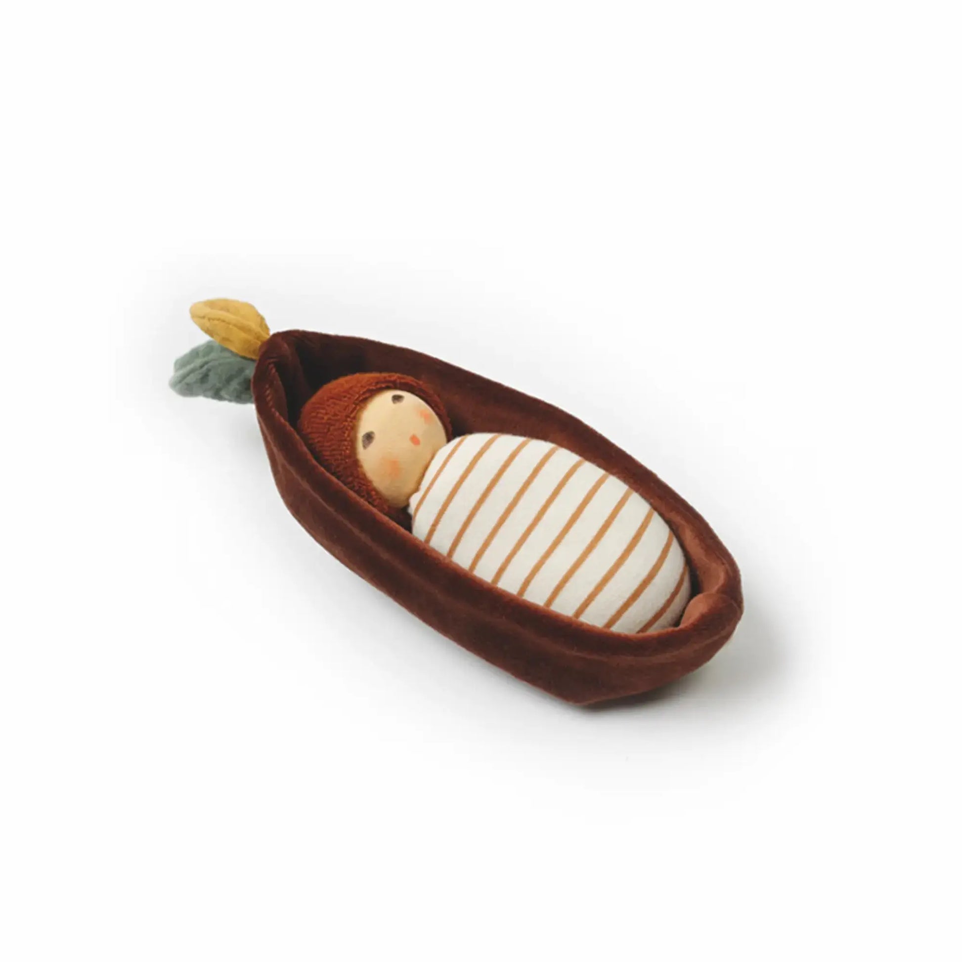 organic baby rattle doll nanchen natur oak baby in bark bed waldorf baby toy