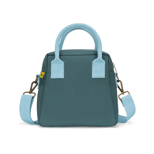 Fluf Cypress organic cotton insulated lunch bag with blue handles