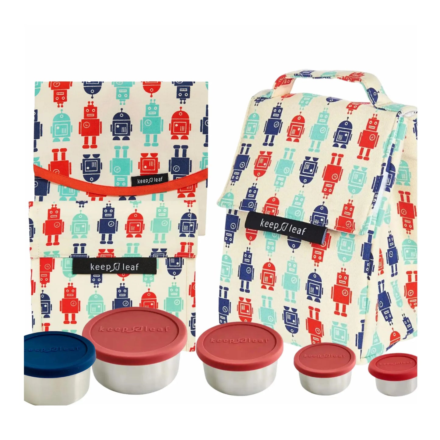 Organic Cotton Robot Lunch Bag for Kids – Fun, Durable, and Eco-Friendly
