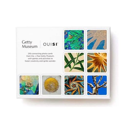Box of OUISI Getty Museum connecting photo cards on a white background