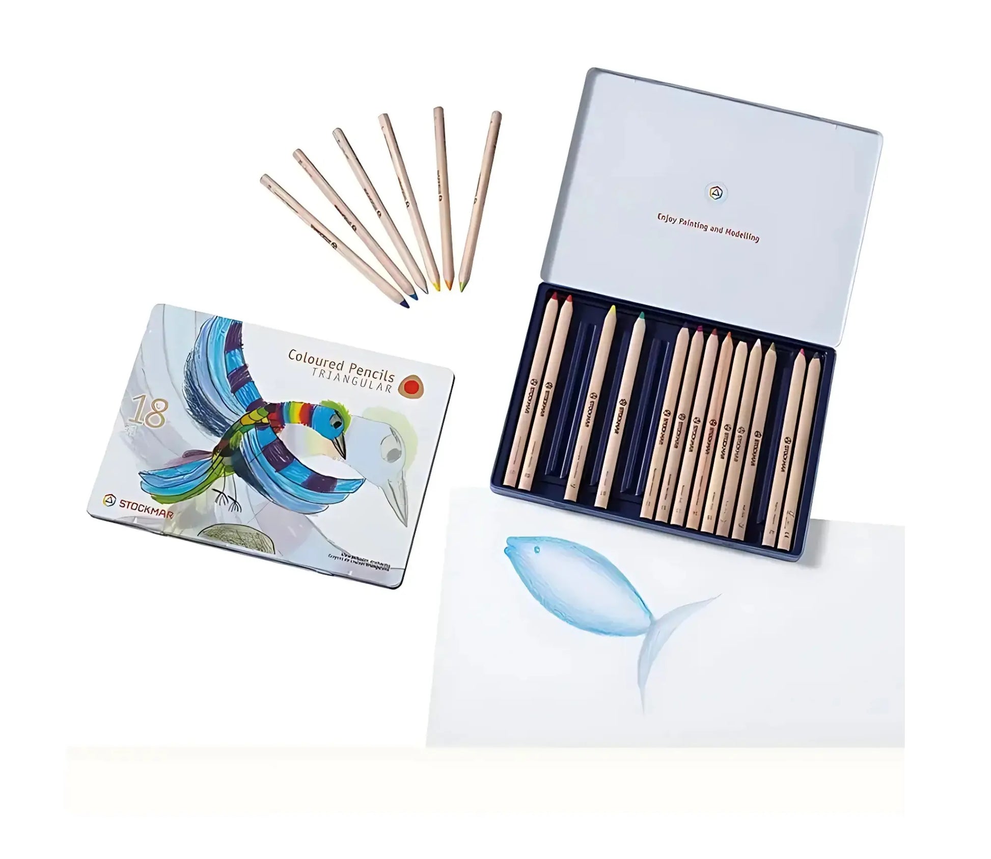 Complete painting and drawing set with colored pencils, paints, and art pad