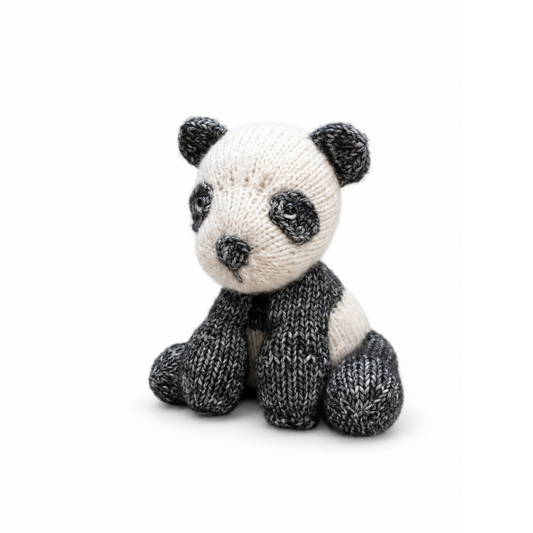 Panda bear knitting kit finished soft toy made with Scheepjes yarn