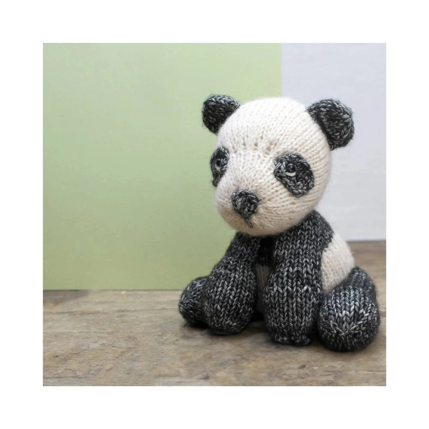 Panda bear knitting kit finished soft toy made with Scheepjes yarn