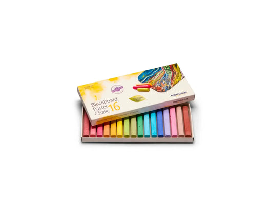 Box of colorful chalk with a white background