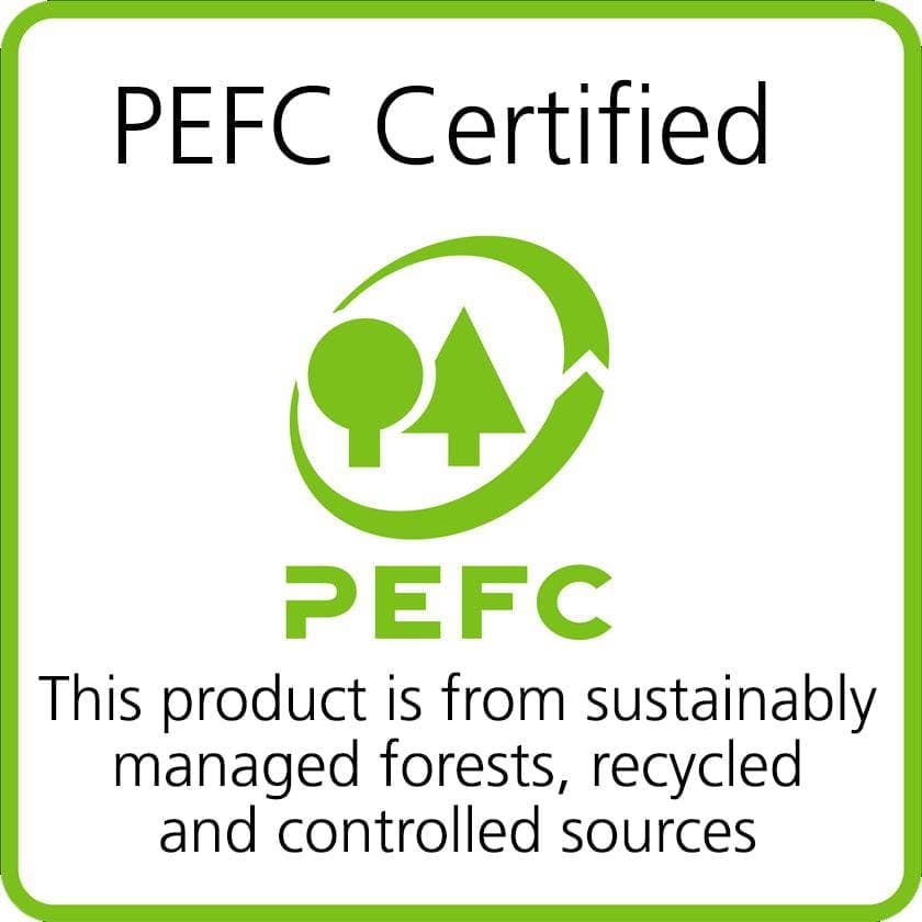 PEFC certification label indicating sustainably sourced wood materials