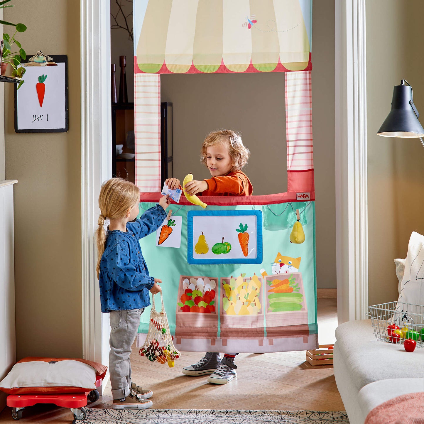Hanging Doorframe Play Store – Compact Pretend Market for Kids