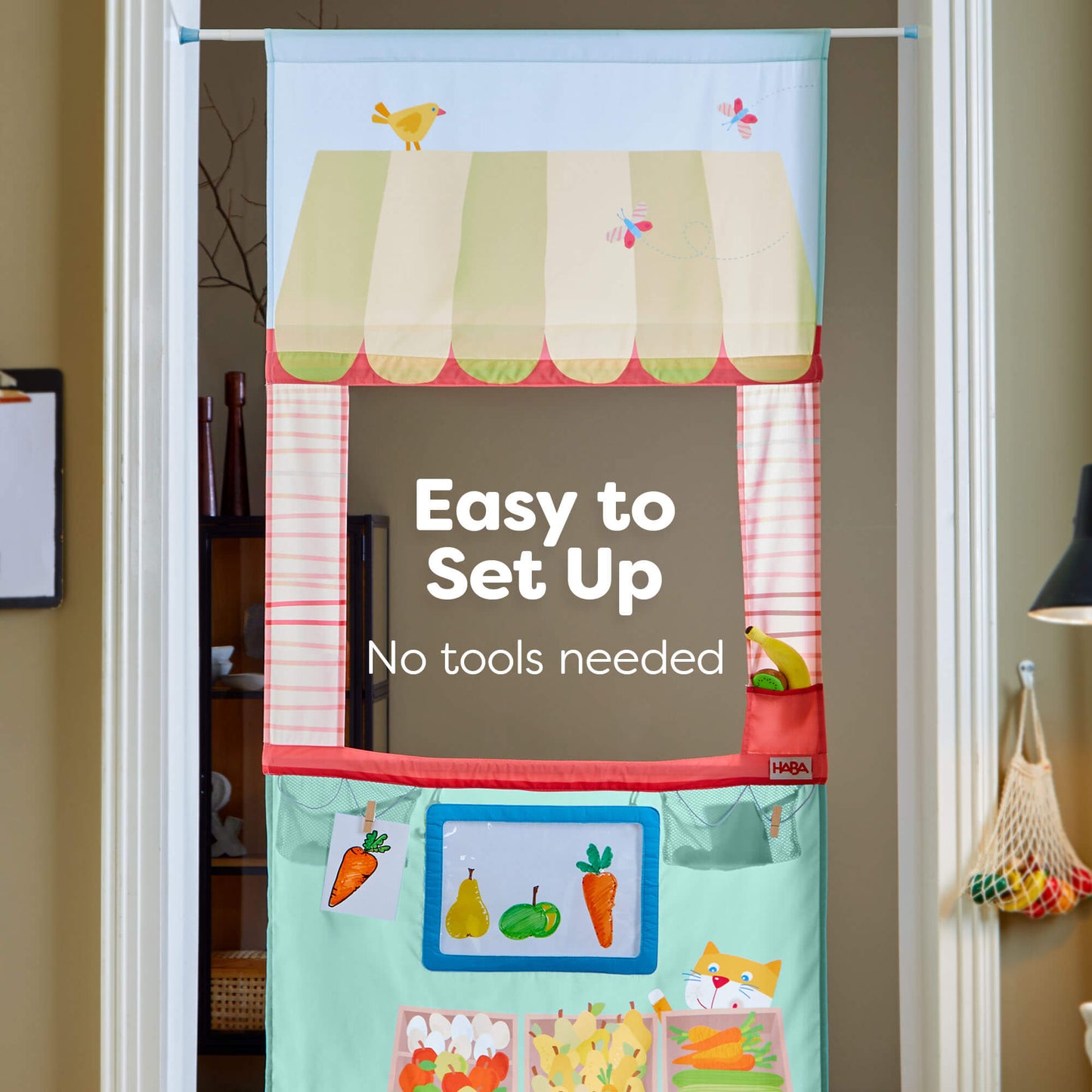 Hanging Doorframe Play Store – Compact Pretend Market for Kids
