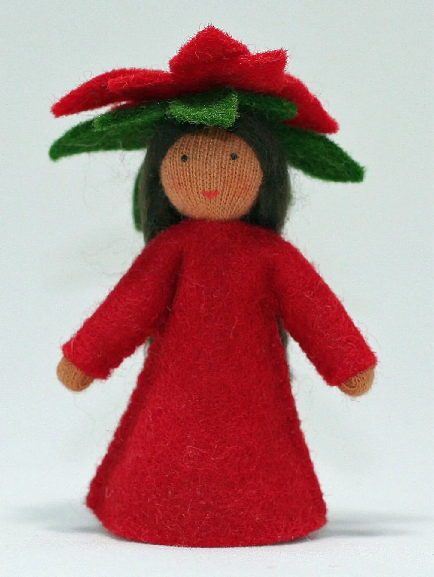 Ambrosius flower fairies with a red dress and flower headpiece on a white background