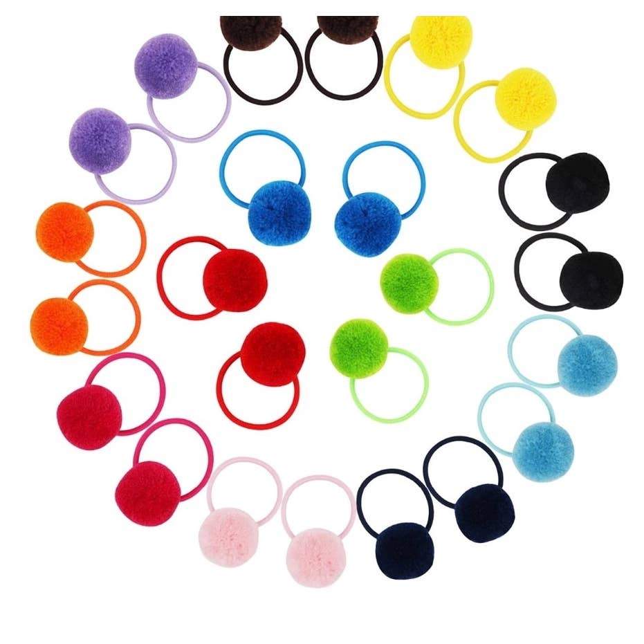 Hair Ties - Pair of No Tug Pom Pom Hair Ties - Alder & Alouette