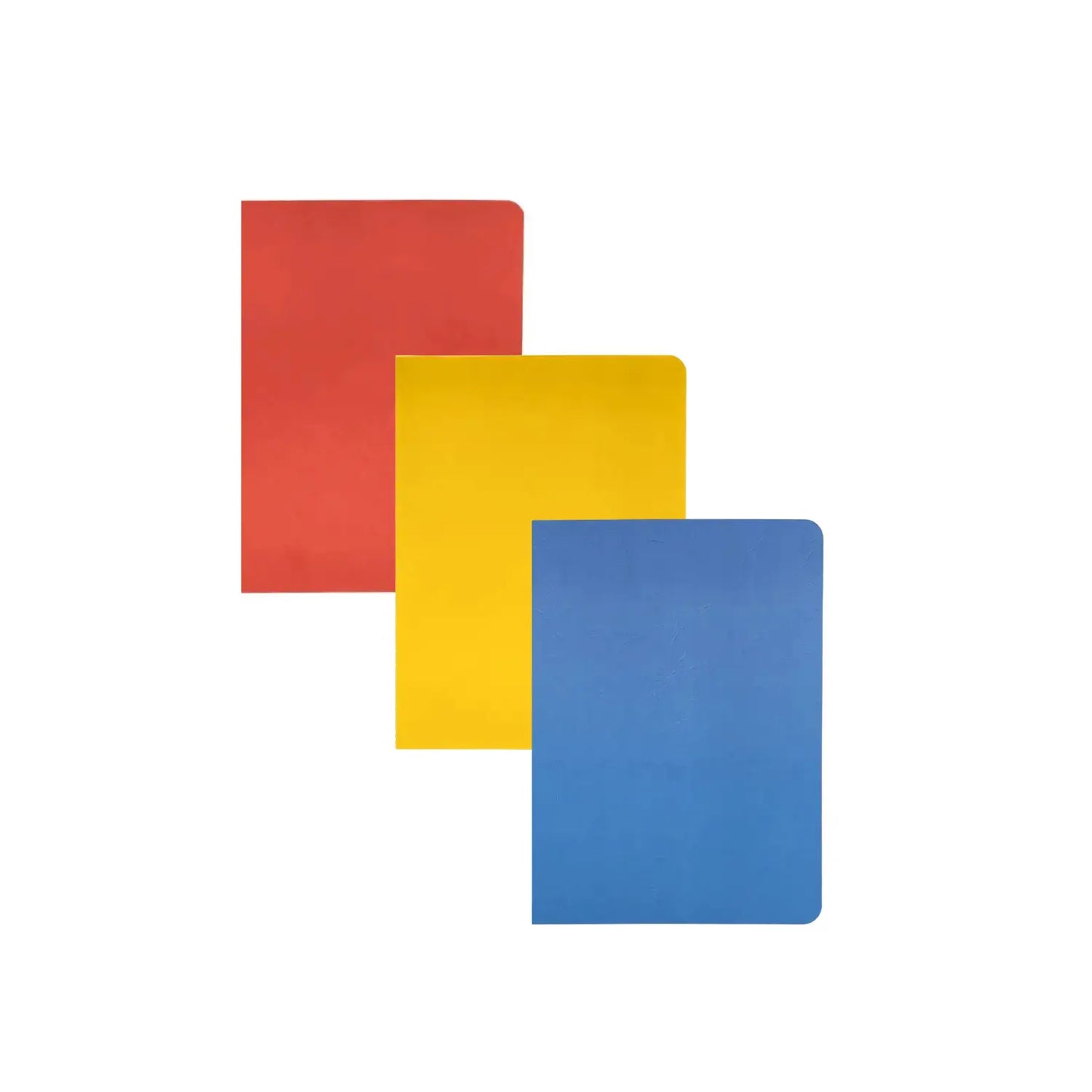 Large main lesson books in primary colors red, yellow, blue