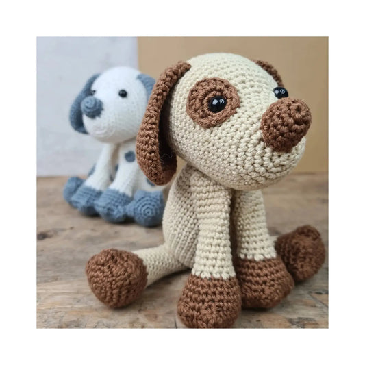 Puppy crochet kit finished handmade stuffed animal made with cotton yarn