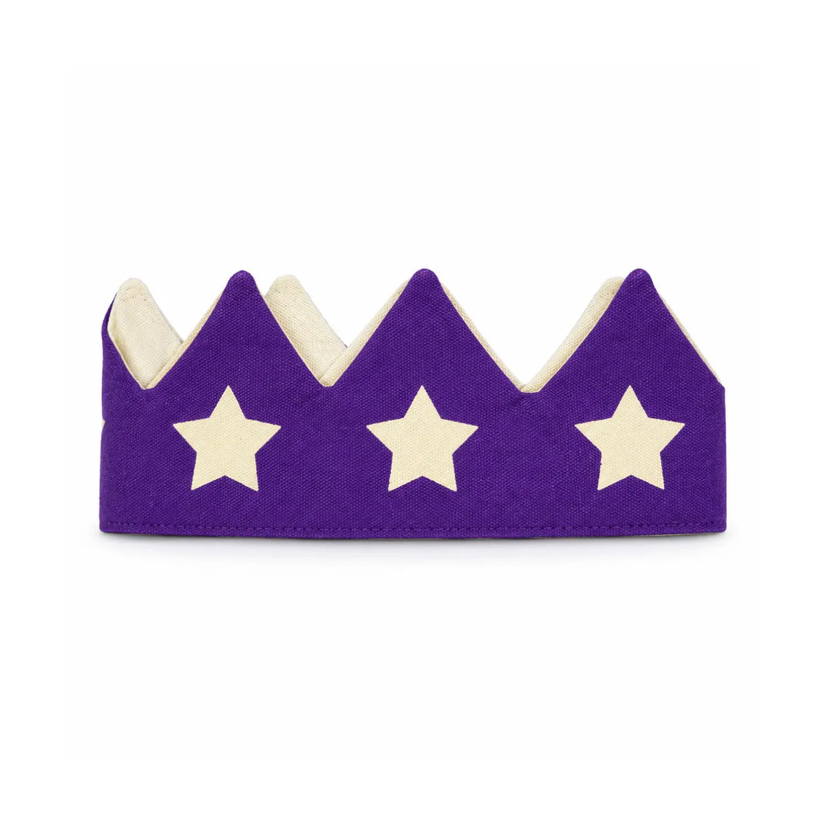 Purple cotton canvas star dress-up crown with cream stars