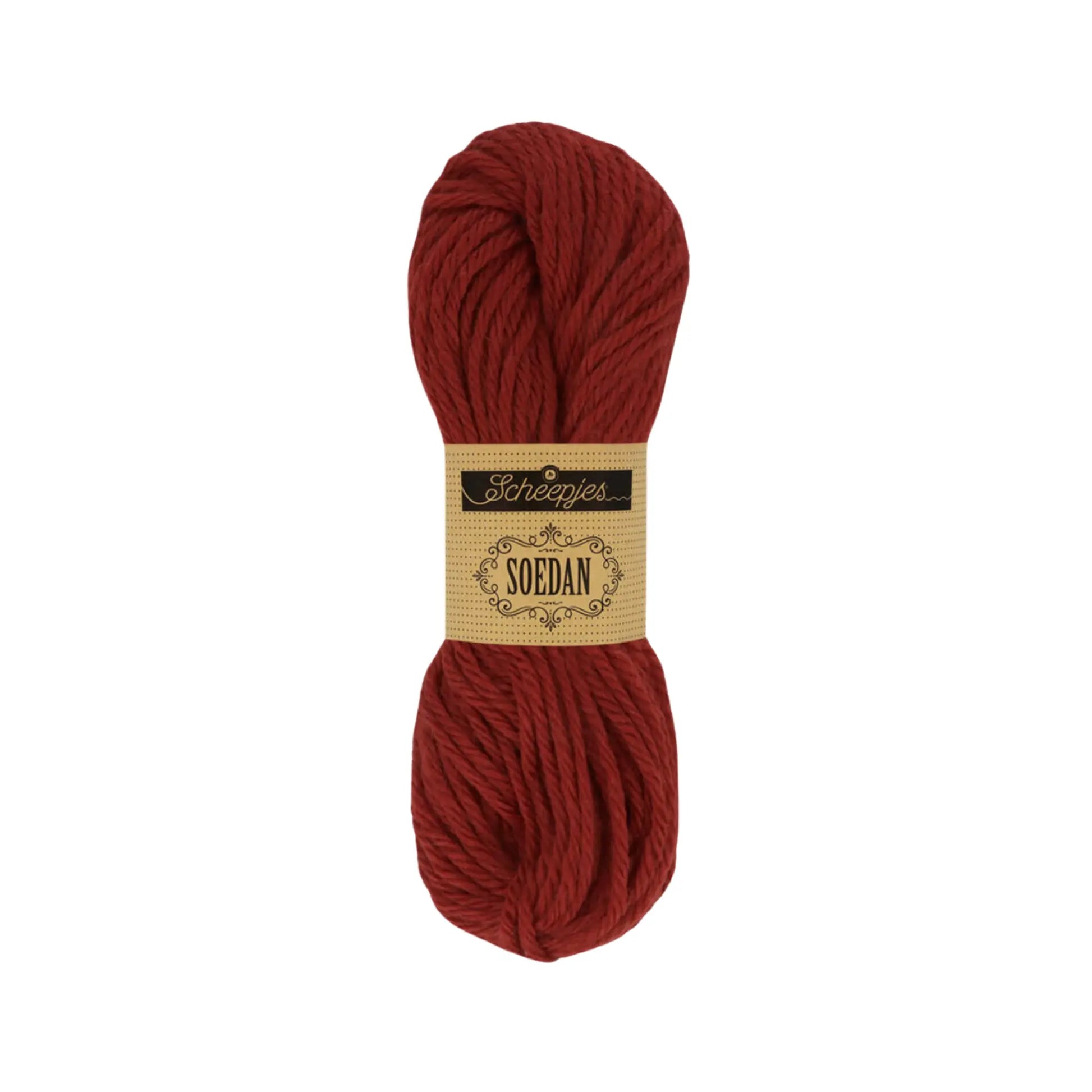 Red Brown 1308 wool doll hair yarn in a warm chestnut brown shade for dollmaking.