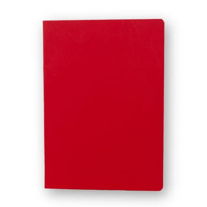 Red Waldorf-inspired Main Lesson Book on a white background