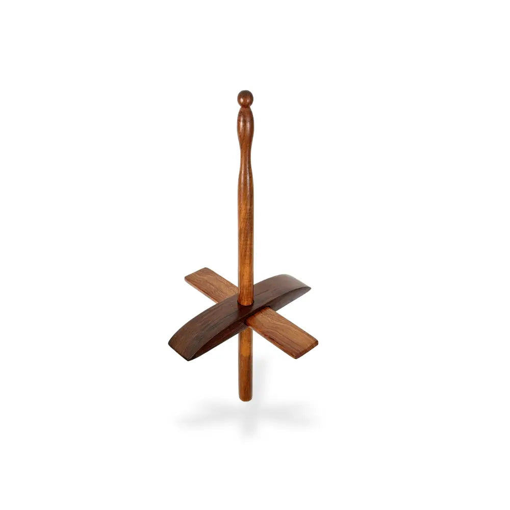 Wooden stand with four arms on a white background