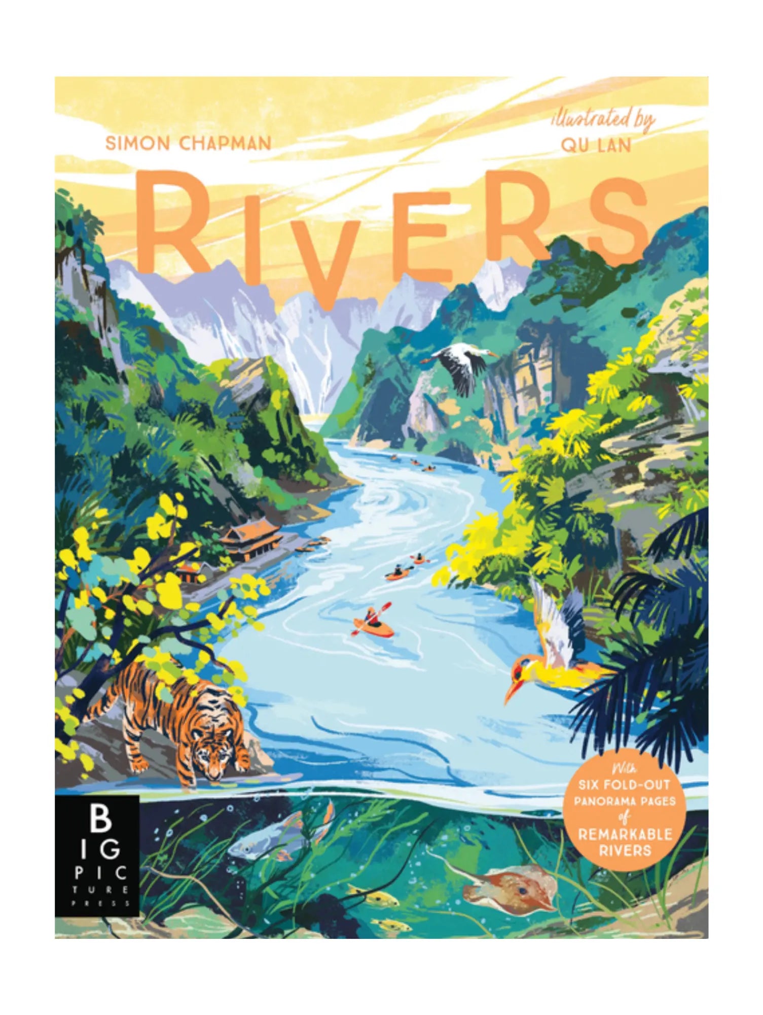 Book cover of 'Rivers' with a colorful illustration of a river scene.