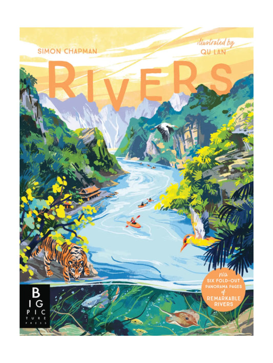 Book cover of 'Rivers' with a colorful illustration of a river scene.