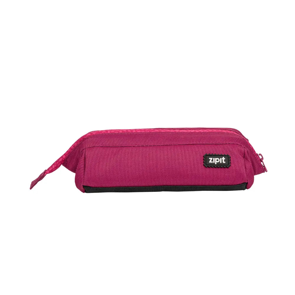 Pink pencil case with 'zipit' logo on a white background