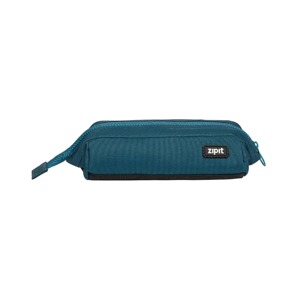 Teal wide-opening pencil case for organizing pencils, glue, scissors, and classroom supplies