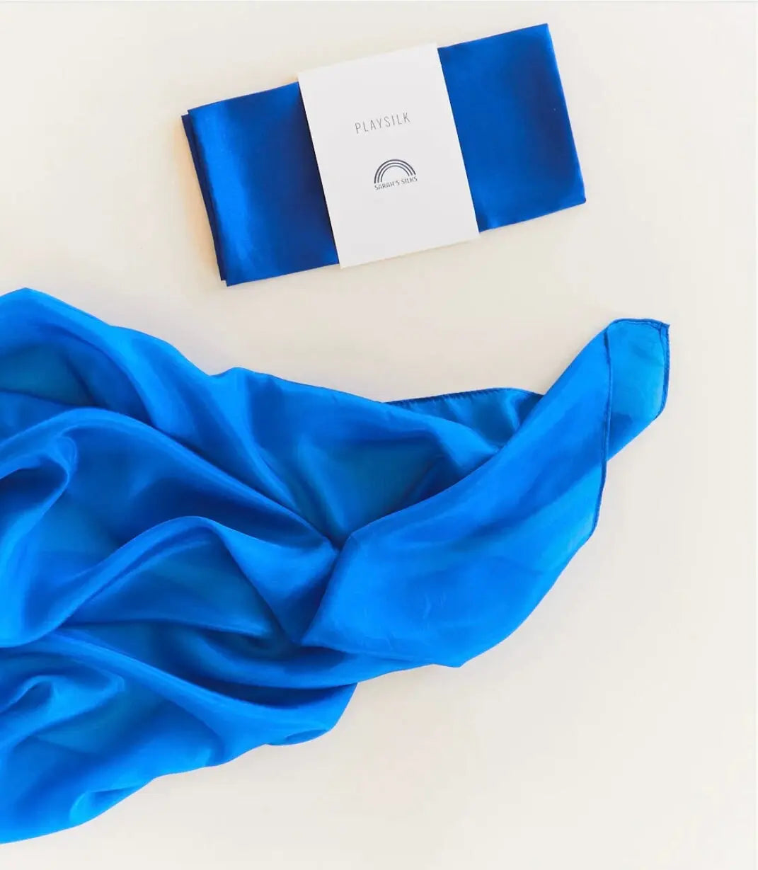Sarah's Silks Playsilk in Royal Blue on White Background