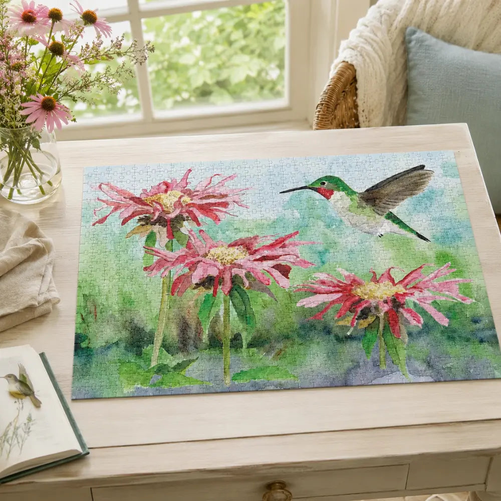 Ruby-throated Hummingbird 1000 Piece Jigsaw Puzzle
