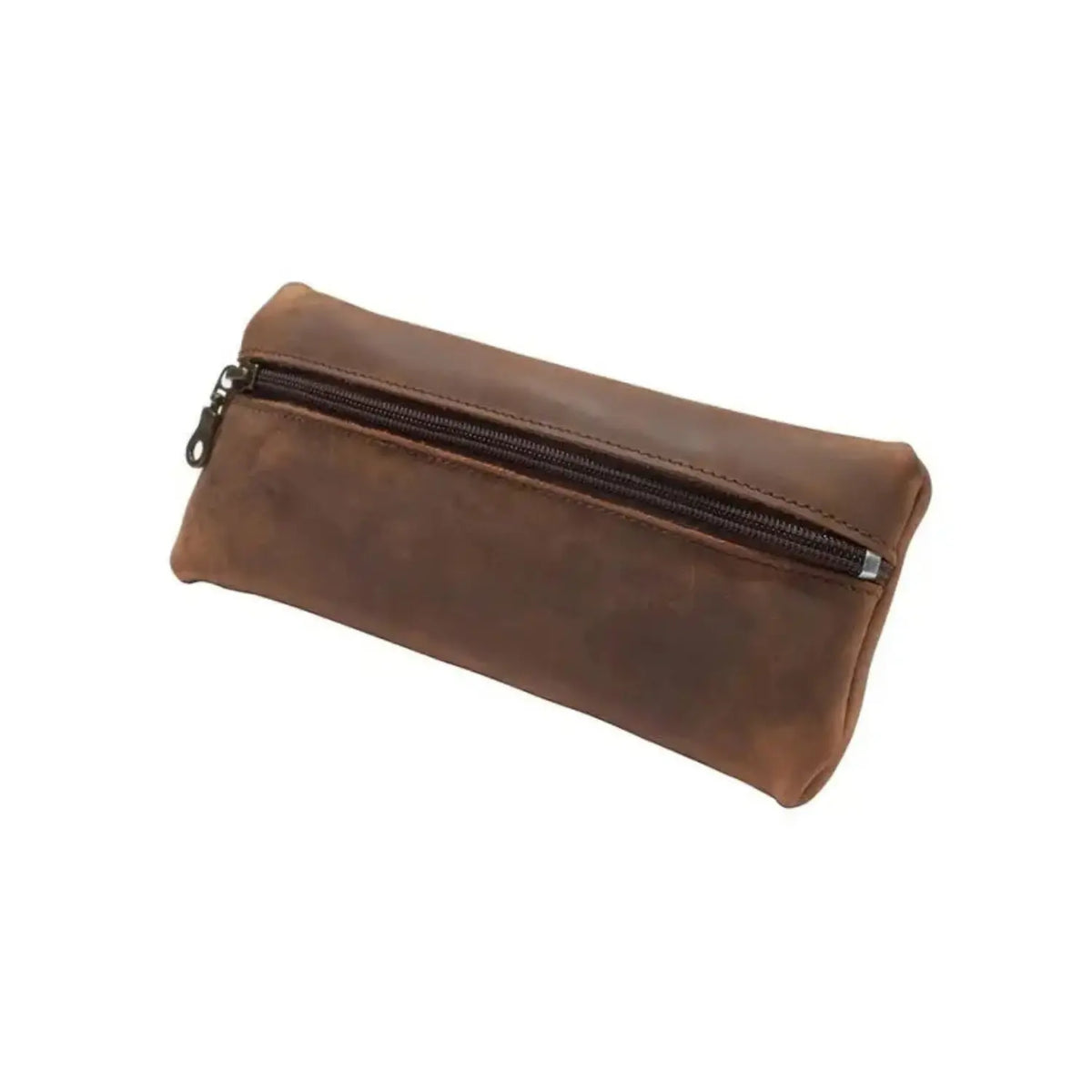 Brown Ruitertassen leather pencil case with YKK zipper