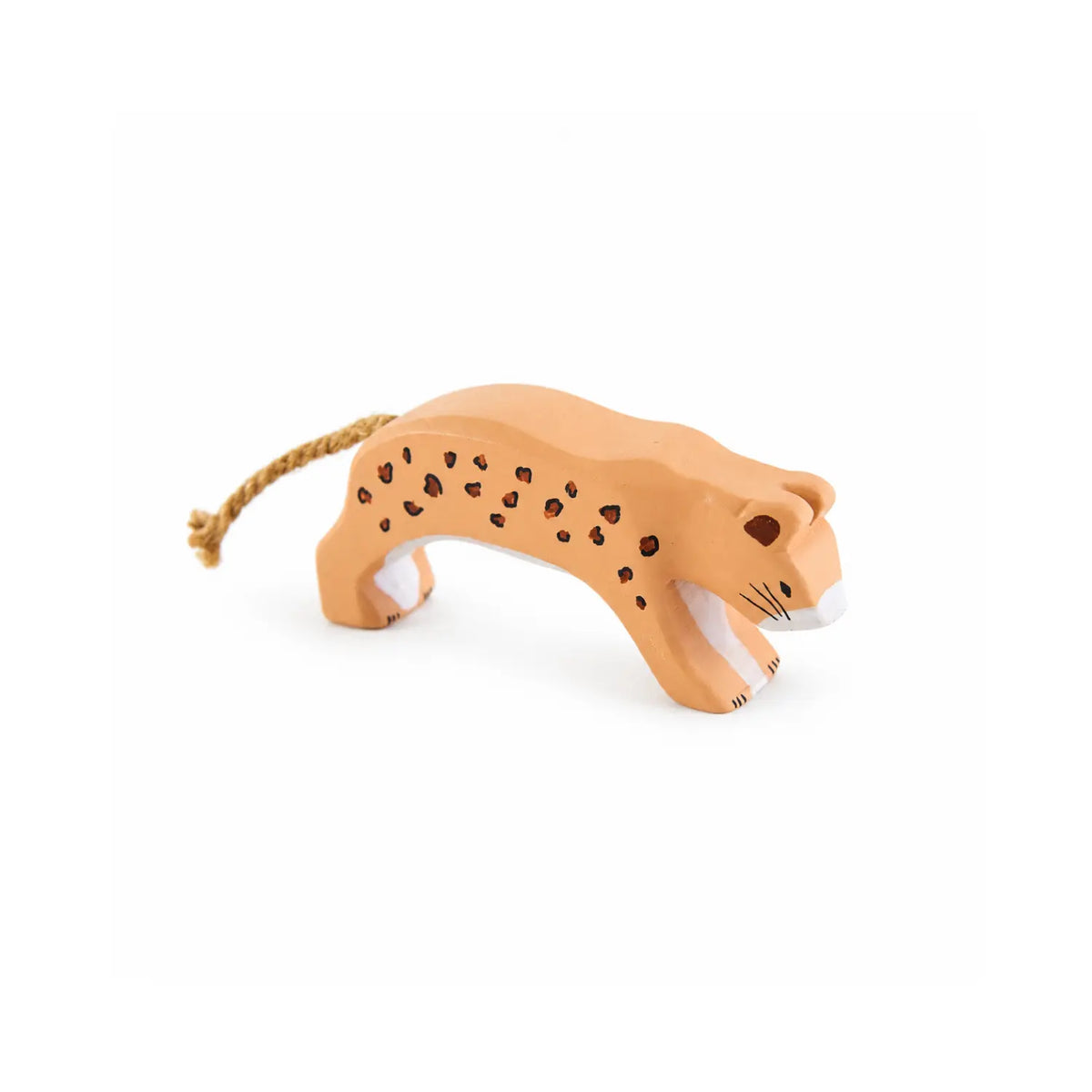 Sarah’s Silks hand-painted wooden cheetah toy on a light background