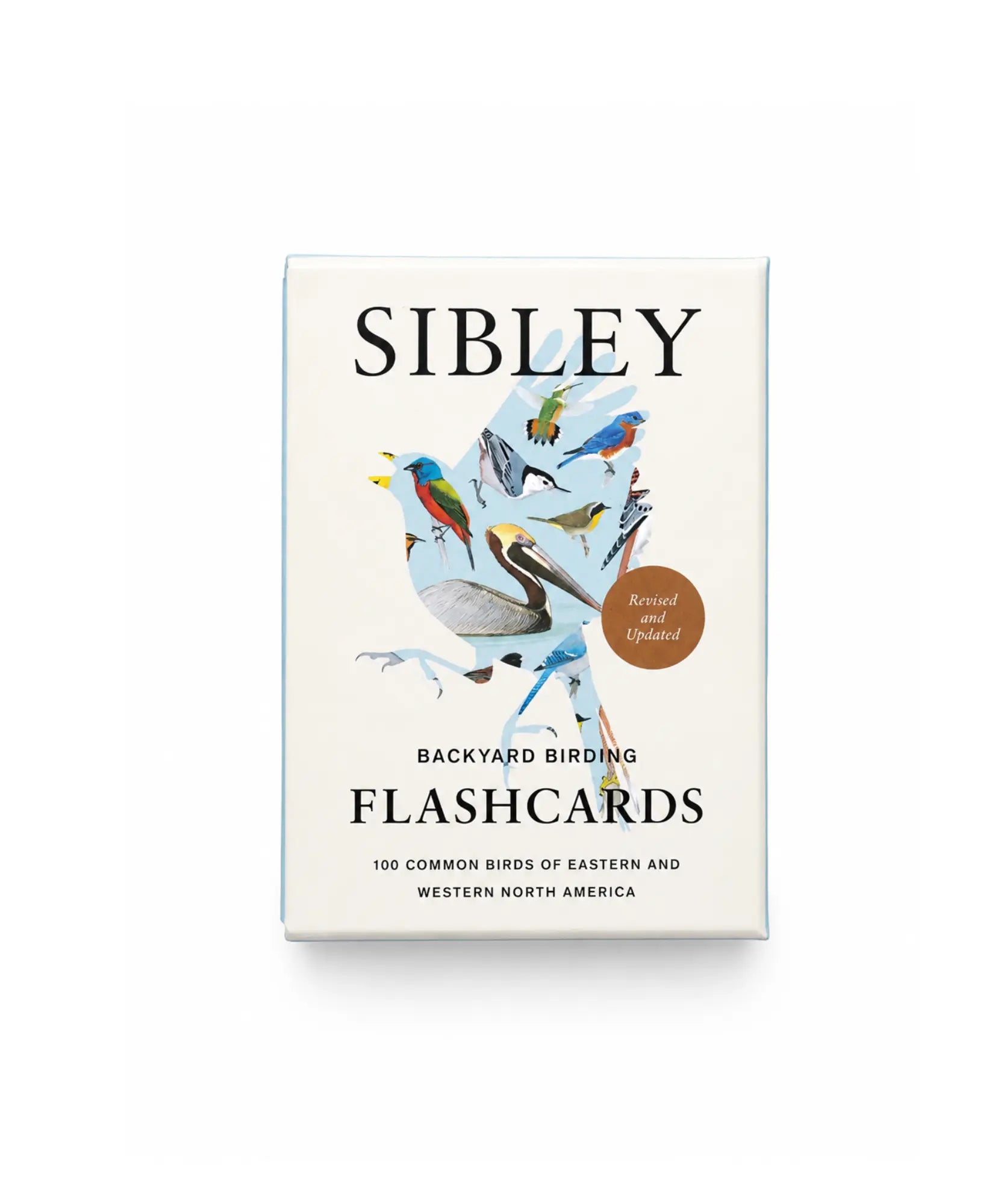 Sibley Backyard Birding Flashcards packaging on a white background