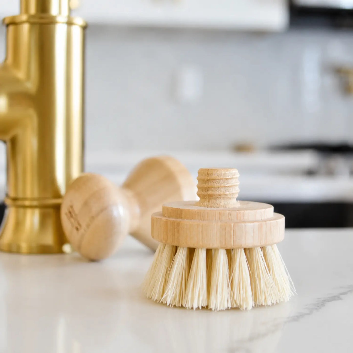 Light sisal replacement head for a modular bamboo dish