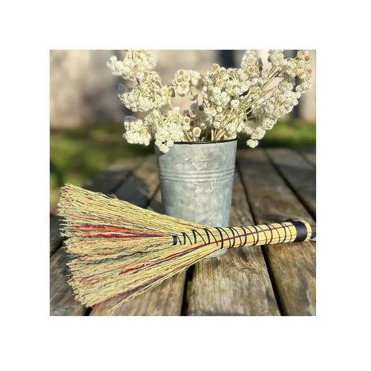 Natural Broomcorn Rainbow Whisk Broom