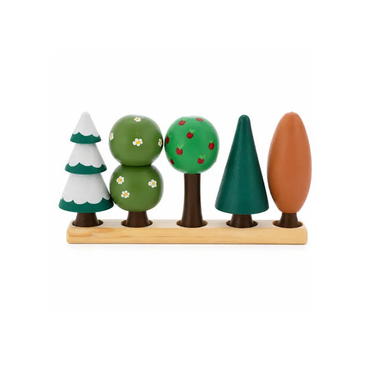 wooden set of five trees for small world play