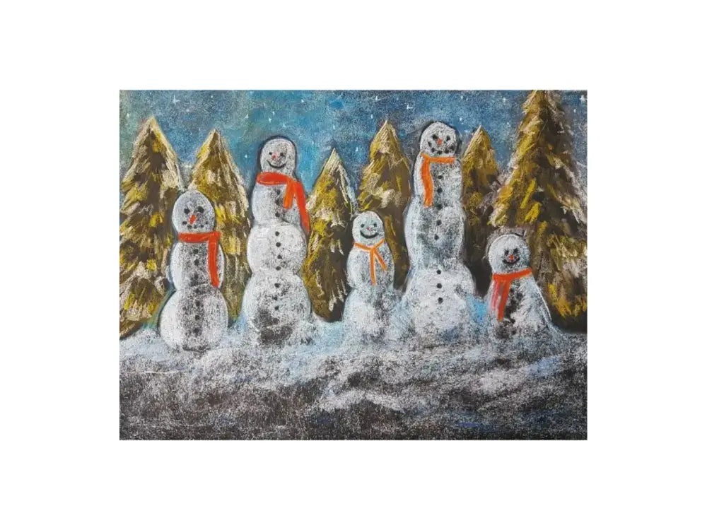 Snowmen Chalkboard Postcard or Art Print by Geertje Kapteijns