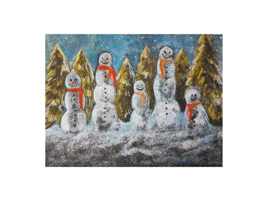 Snowmen Chalkboard Postcard or Art Print by Geertje Kapteijns