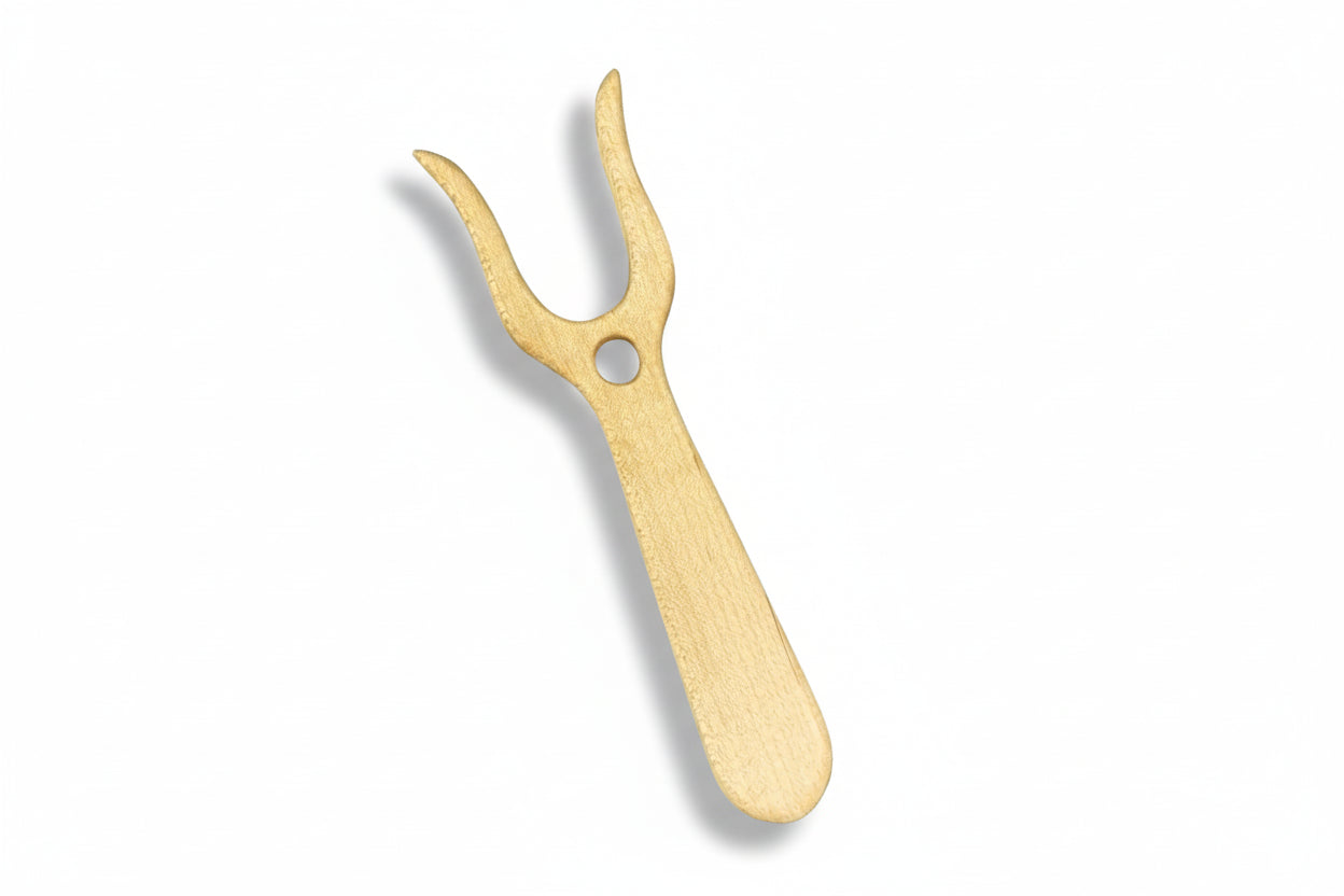 Red Maple Wood Lucet Knitting Fork on white background