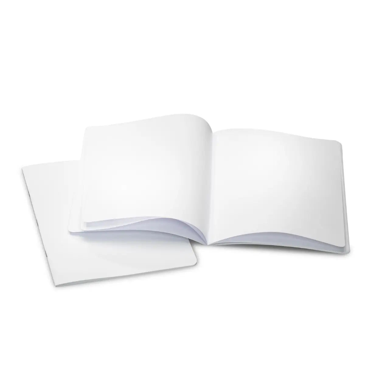 Spiral Waldorf lesson book open with blank pages and portrait white cover