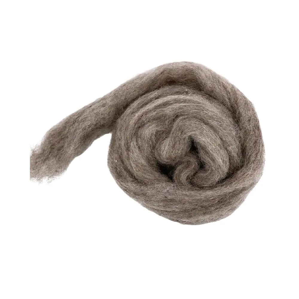 Squirrel brown carded corriedale wool sliver for needle felting and fiber art on white