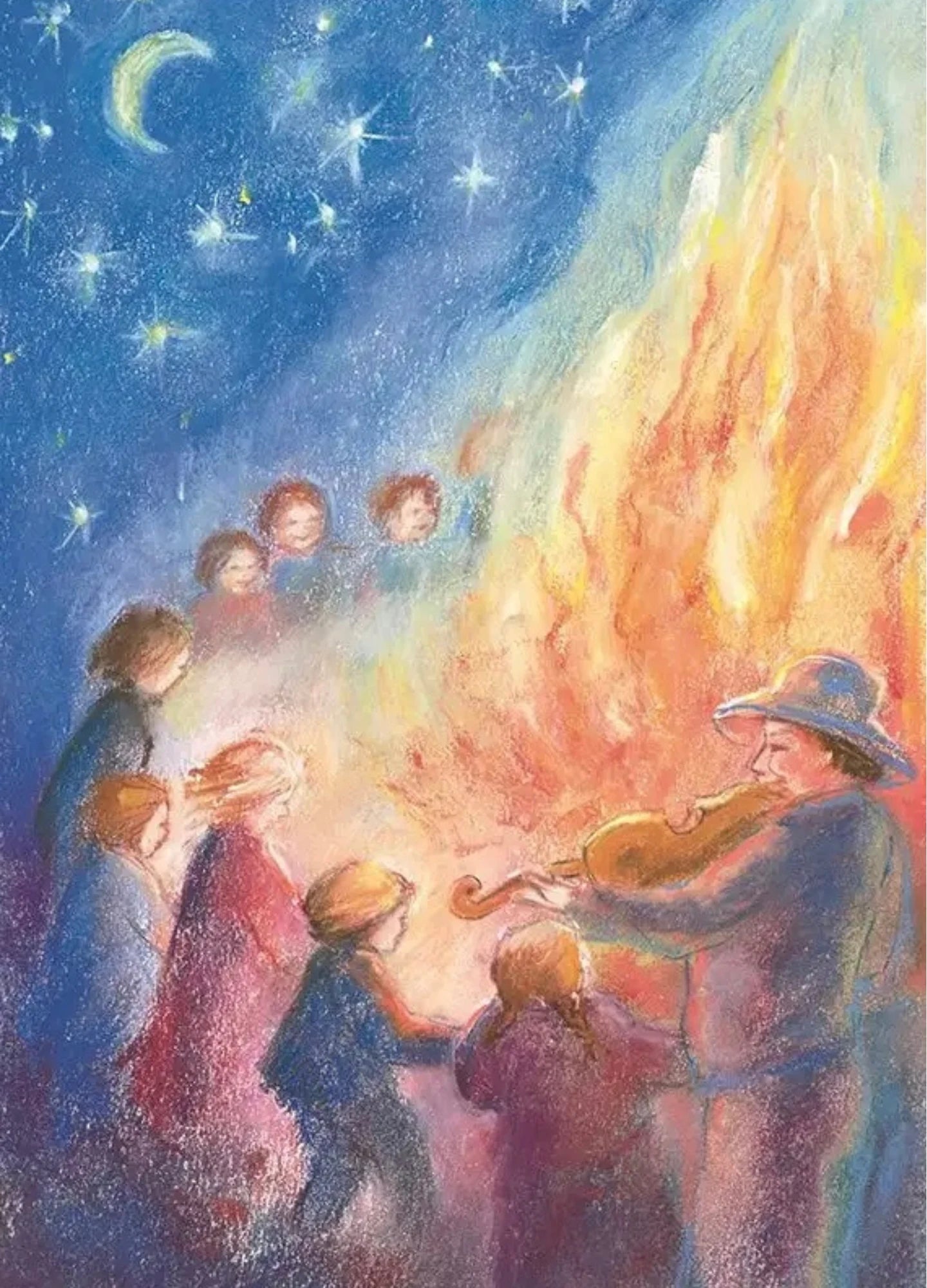 Summer Waldorf postcard of St. John's fire postcard by Marjan van Zeyl