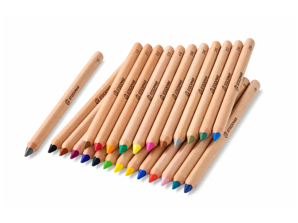 Stockmar colored pencils in 24-count with triangular and hexagonal barrel 
