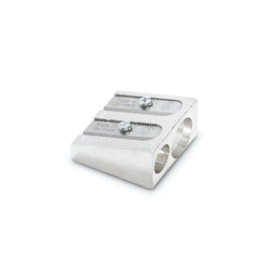 metal dual pencil sharpener stockmar regular and jumbo pencil holes side view