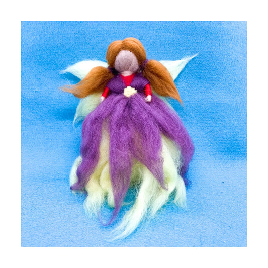 Summer Wool Fairy Craft Kit Fairy in Purple, Red, Green on blue background