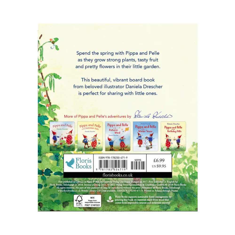 Back cover of a book featuring illustrations of characters and text about the book's content.