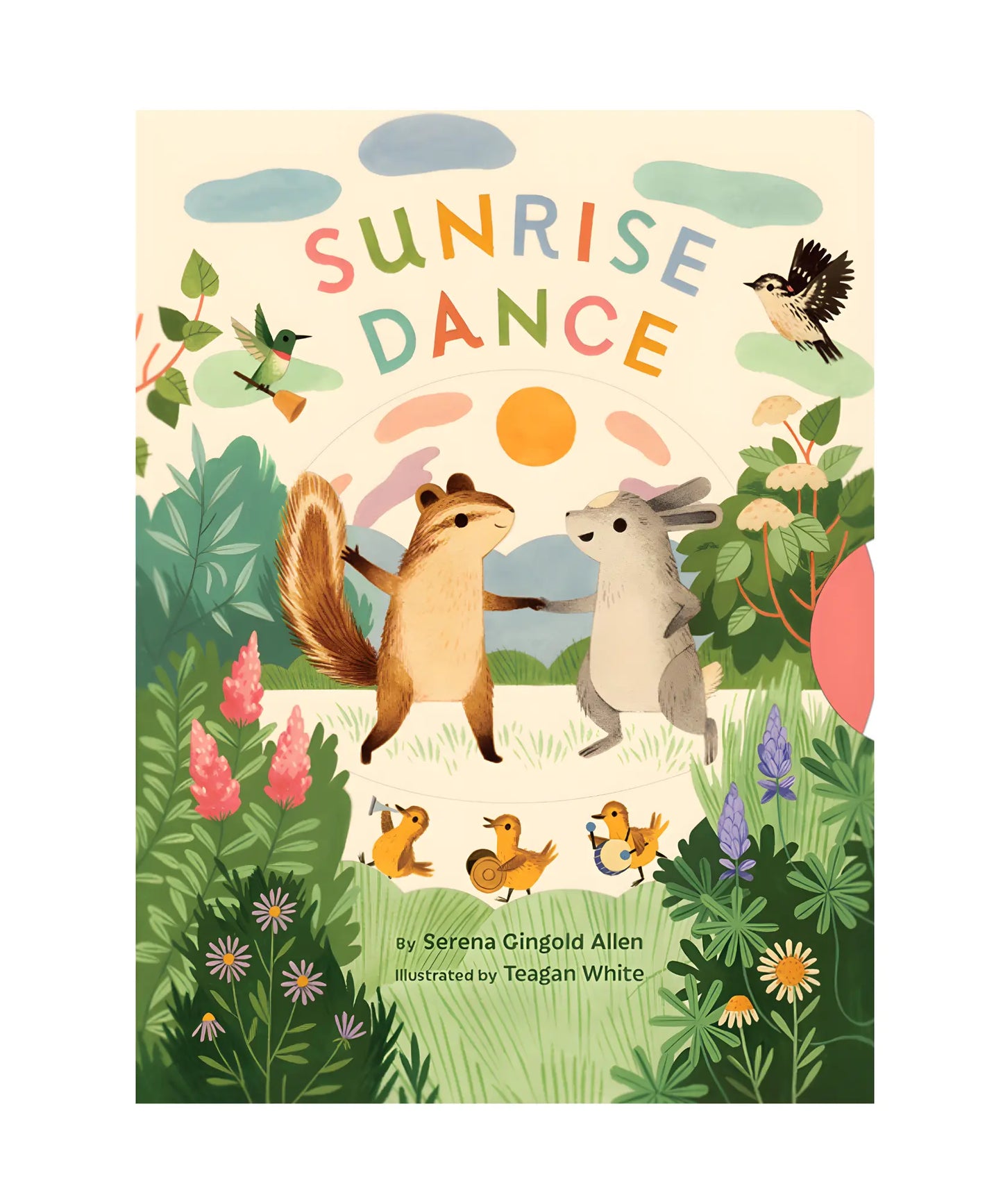 Book cover of 'Sunrise Dance' with animals dancing and nature elements.