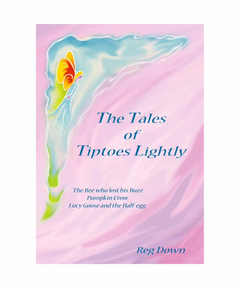 Book cover of 'The Tales of Tiptoes Lightly' with a colorful abstract design on a pink background.