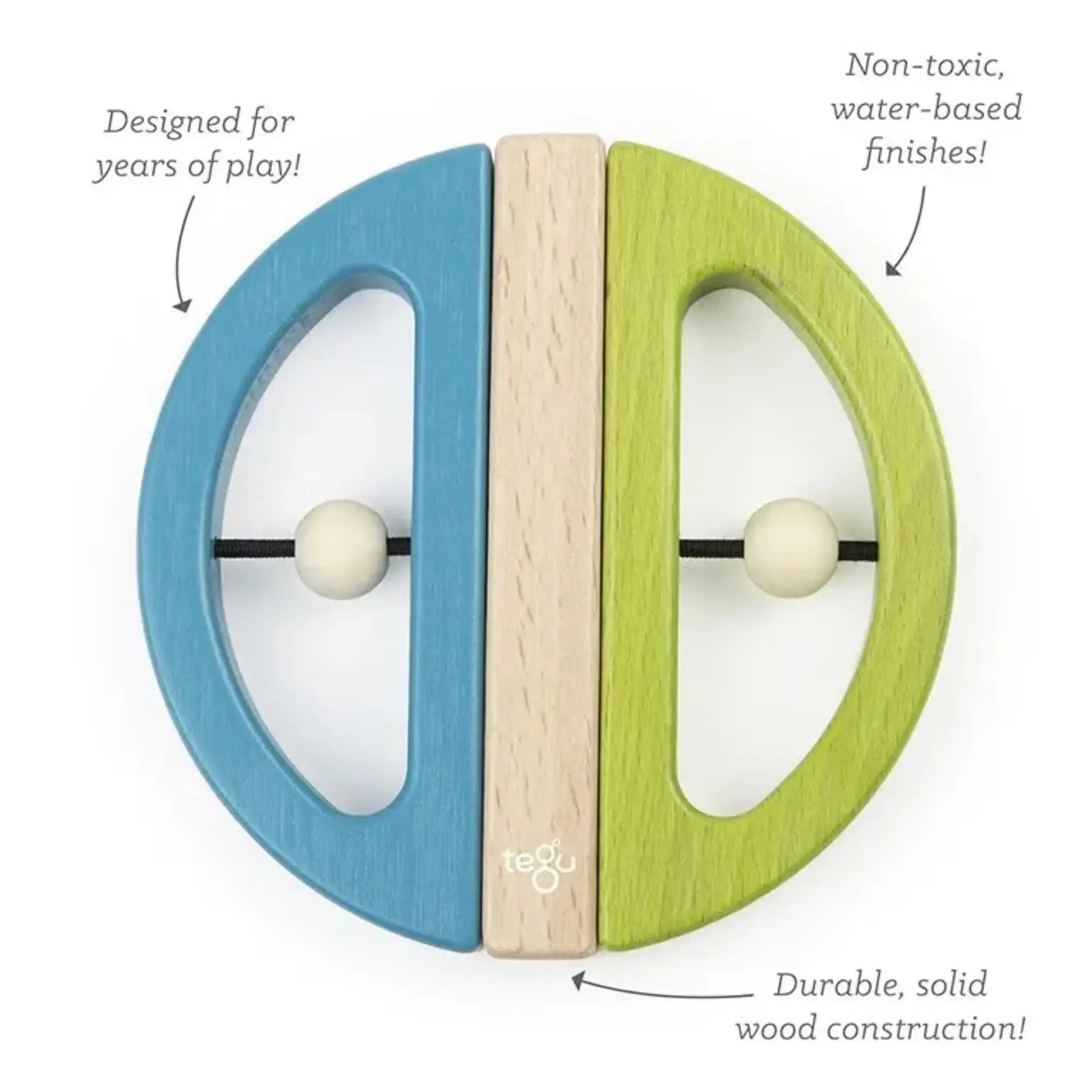Blue green Tegu Swivel Bug magnetic wooden baby toy