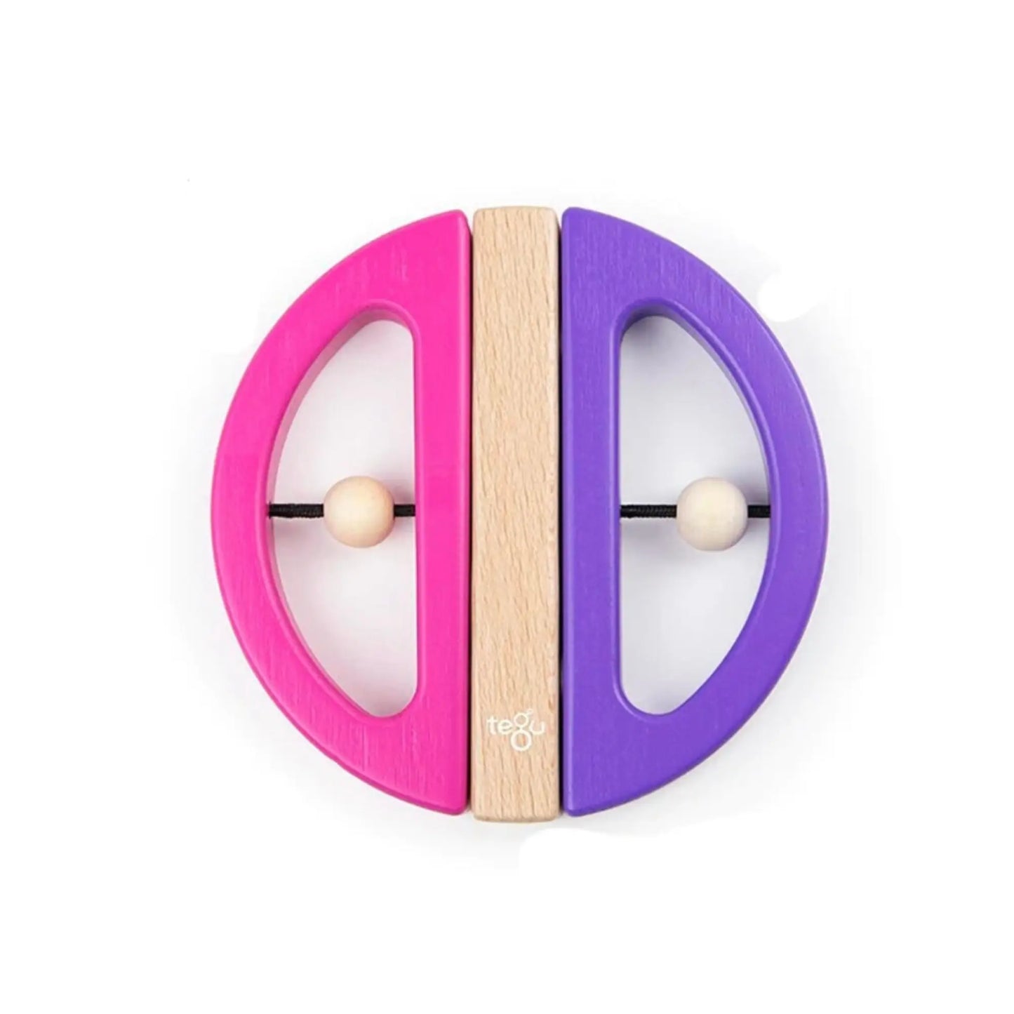 Pink purple Tegu Swivel Bug wooden baby rattle